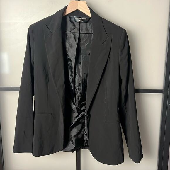 Norma Kamali Women's Blazer Black Single Breasted Lined Work Suit Jacket 10 - Picture 3 of 8